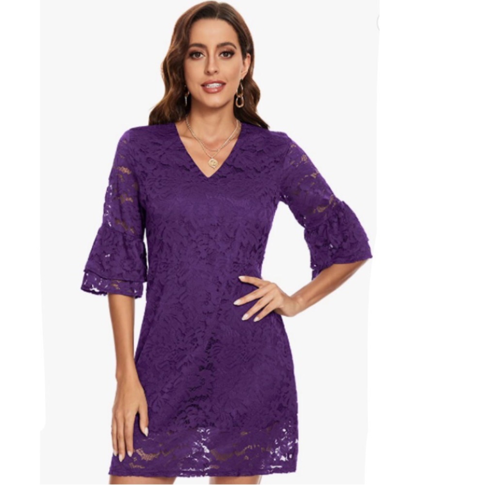 Purple Lace Dress - Picture 2 of 8